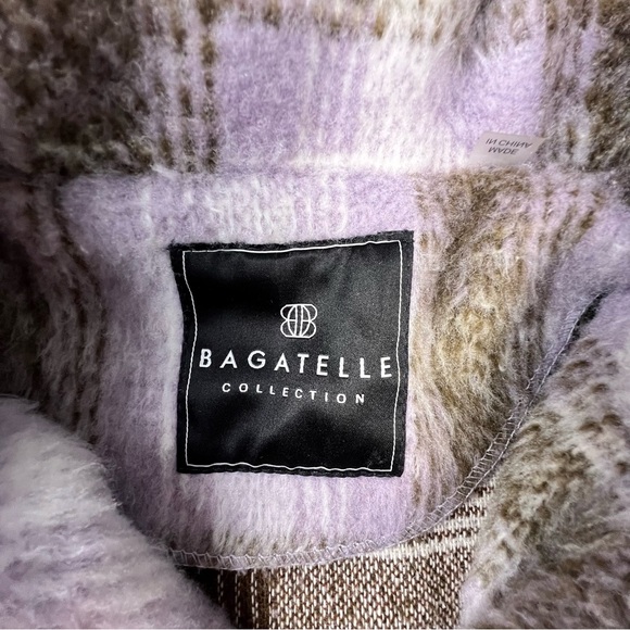 Bagatelle Purple Plaid Women’s Jacket Shacket Button Up Size Small Oversized - Picture 7 of 14